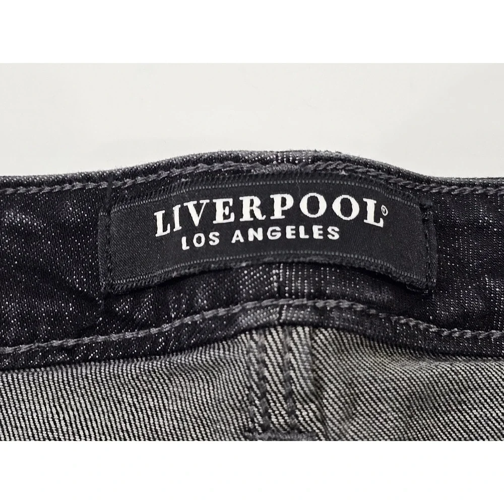 Liverpool LA Womens The High Rise Skinny Jeans Gray Distressed Button Fly Size 6